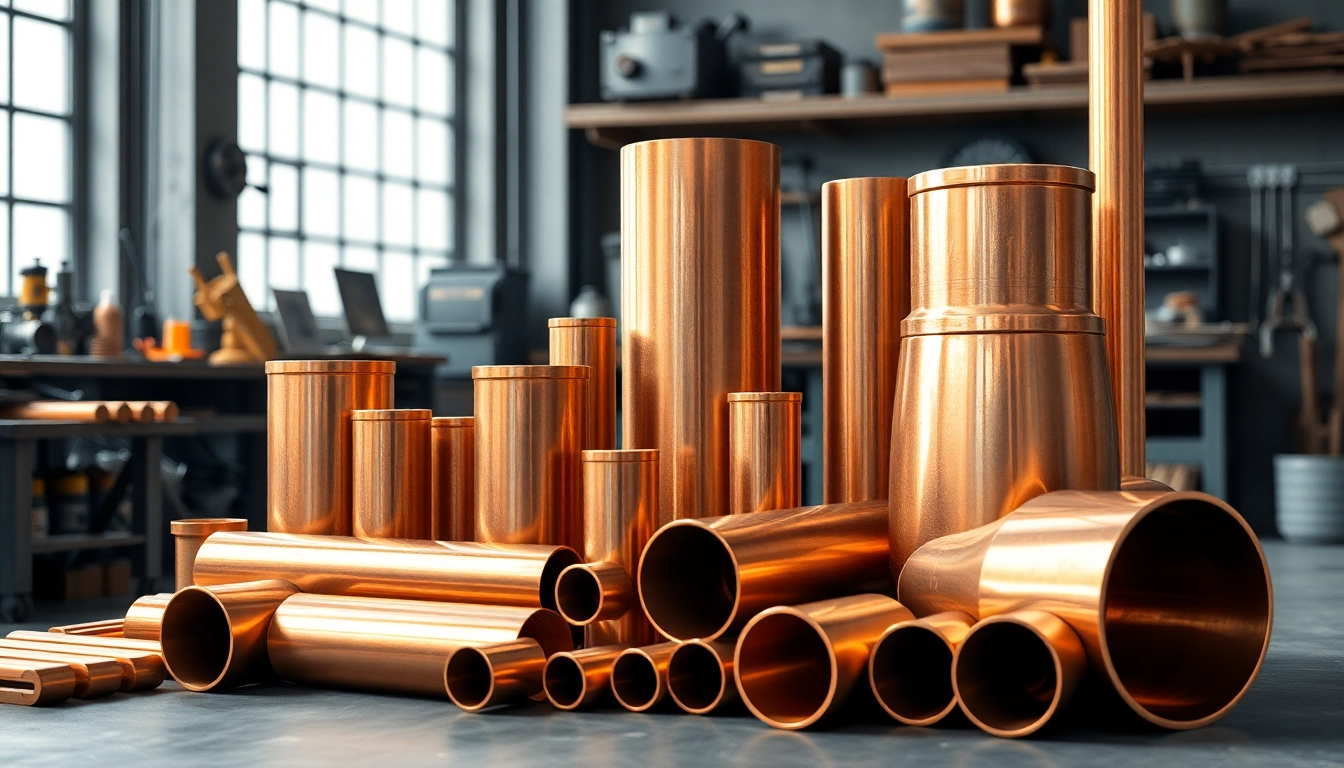 Tevi din bronz expuse într-un atelier modern, evidențiind strălucirea metalică și măiestria lor.