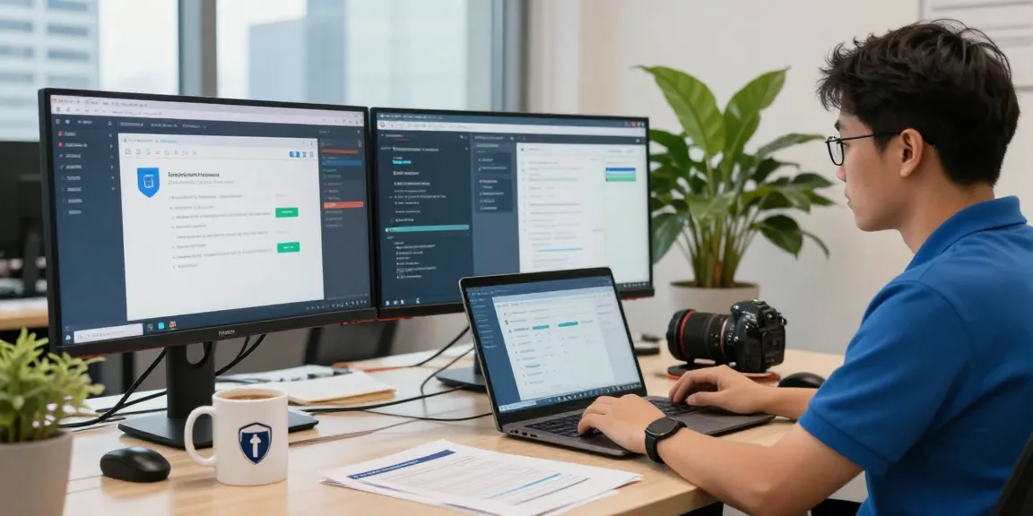 Analyze browser security on shs-dome5.com in a modern workspace with safety tools and digital screens.
