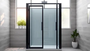 Elegante sonni Duschkabine in einem modernen Badezimmer mit strukturierter Glaswand.