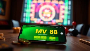 MV88 online gambling platform on mobile with USDT tokens, conveying trust and excitement.