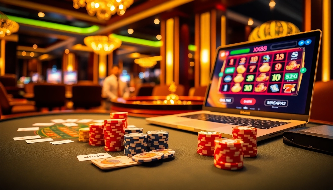 Players enjoying intense poker and roulette games at XX88 Casino, experiencing thrill and excitement.