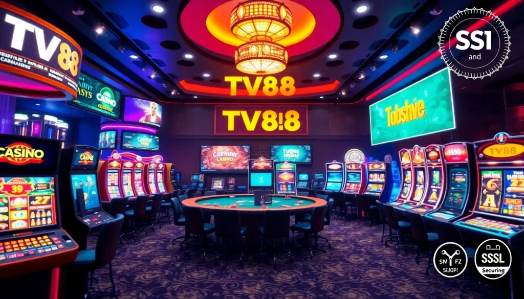 TV88 online gaming platform interface showcasing vibrant casino games and user-friendly design.