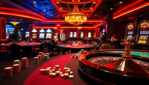 Experience the thrill of 79king4 at a luxury casino with poker tables and vibrant gameplay.