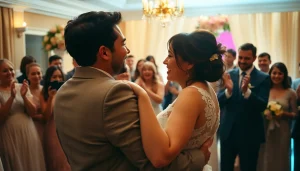 Capture of a couple celebrating with guests during a toronto videography session, showcasing emotion and joy.
