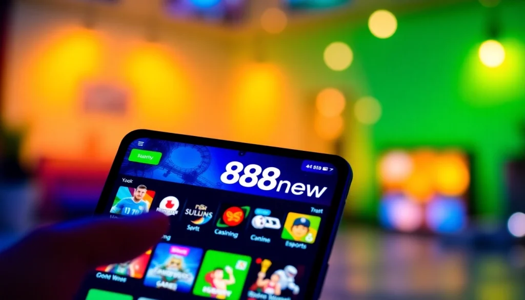 Engaging 888new online betting app interface showcasing vibrant game icons.