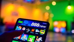 Engaging 888new online betting app interface showcasing vibrant game icons.