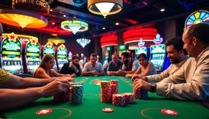 Casino scene with poker chips and slot machines showcasing KJC AC 2.