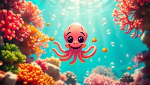 오징어tv의 즐거움과 웃음을 전하는 귀여운 오징어 캐릭터.