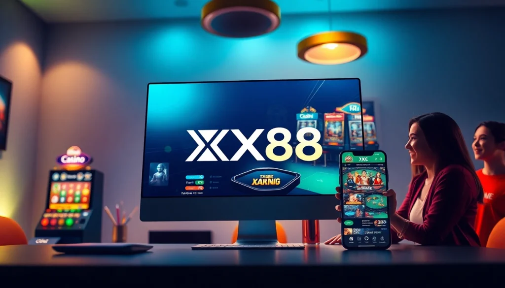 Dynamic online gambling interface featuring XX88, showcasing casino games and digital security.