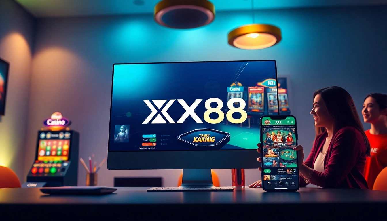 Dynamic online gambling interface featuring XX88, showcasing casino games and digital security.