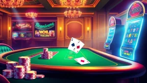 Khung cảnh sôi động của sòng bạc trực tuyến Tik88, giới thiệu các trò chơi bàn sôi động và máy đánh bạc.