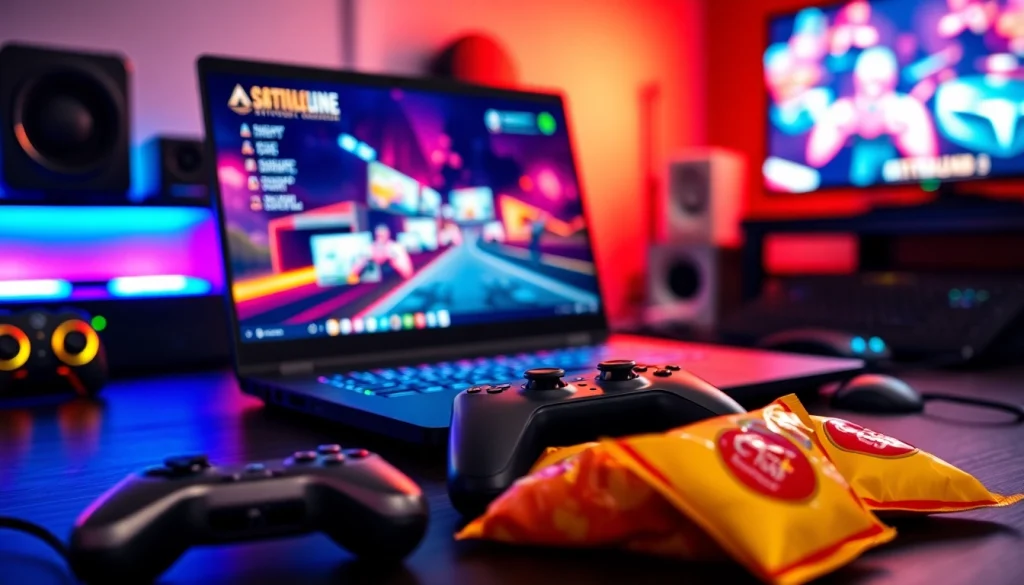 Menggambarkan pengalaman bermain yang menarik di Istana777 Situs dengan laptop modern dan grafik menawan.