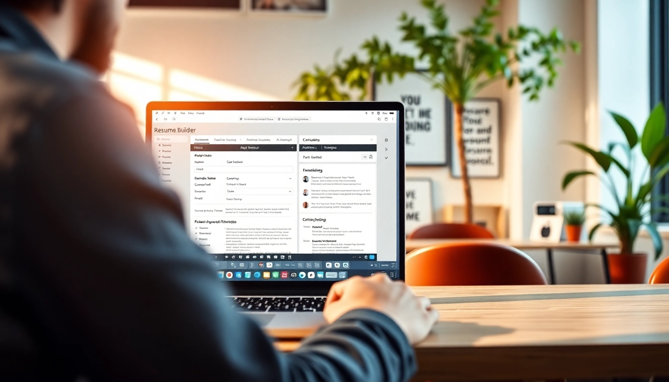 Create and customize a standout Resume Builder in a sophisticated office environment.