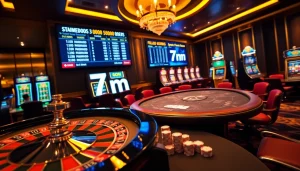 Experience thrilling gameplay at a luxurious casino with live odds including 7m on the digital display.