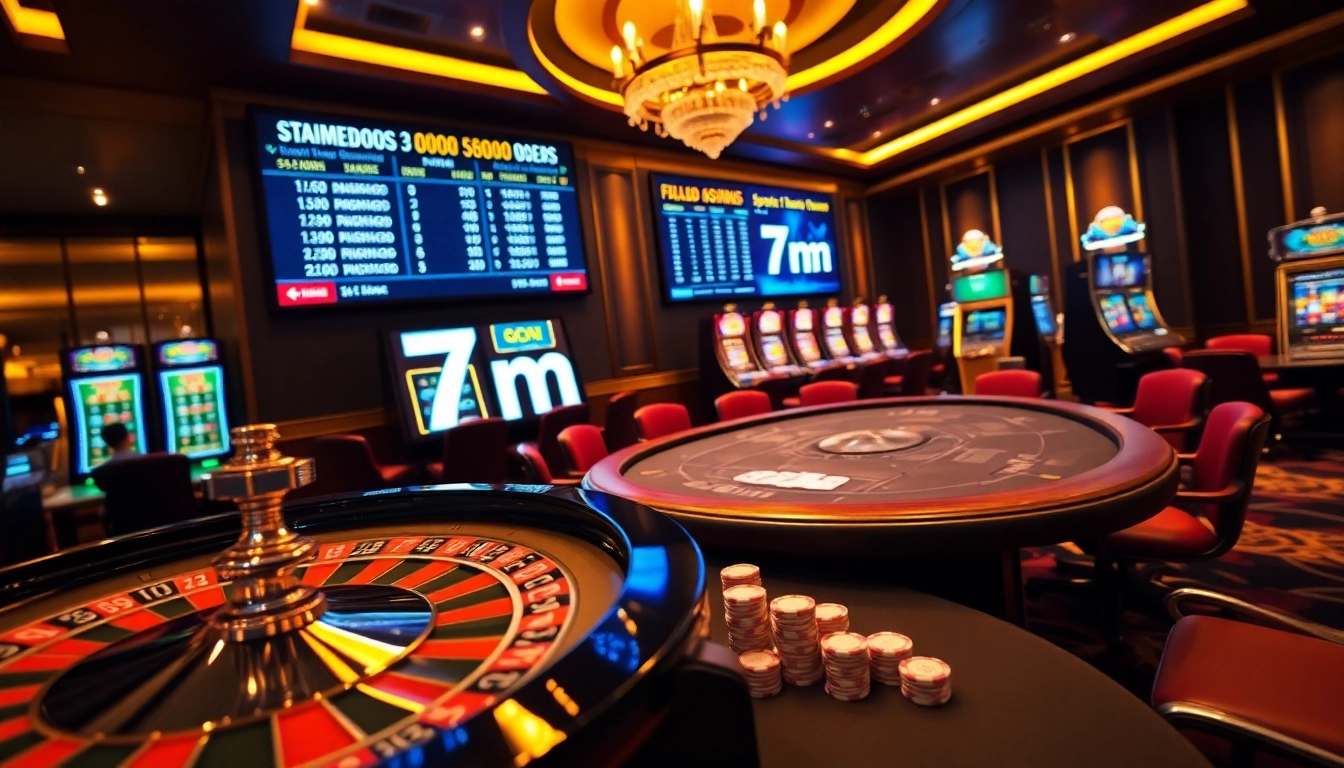 Experience thrilling gameplay at a luxurious casino with live odds including 7m on the digital display.