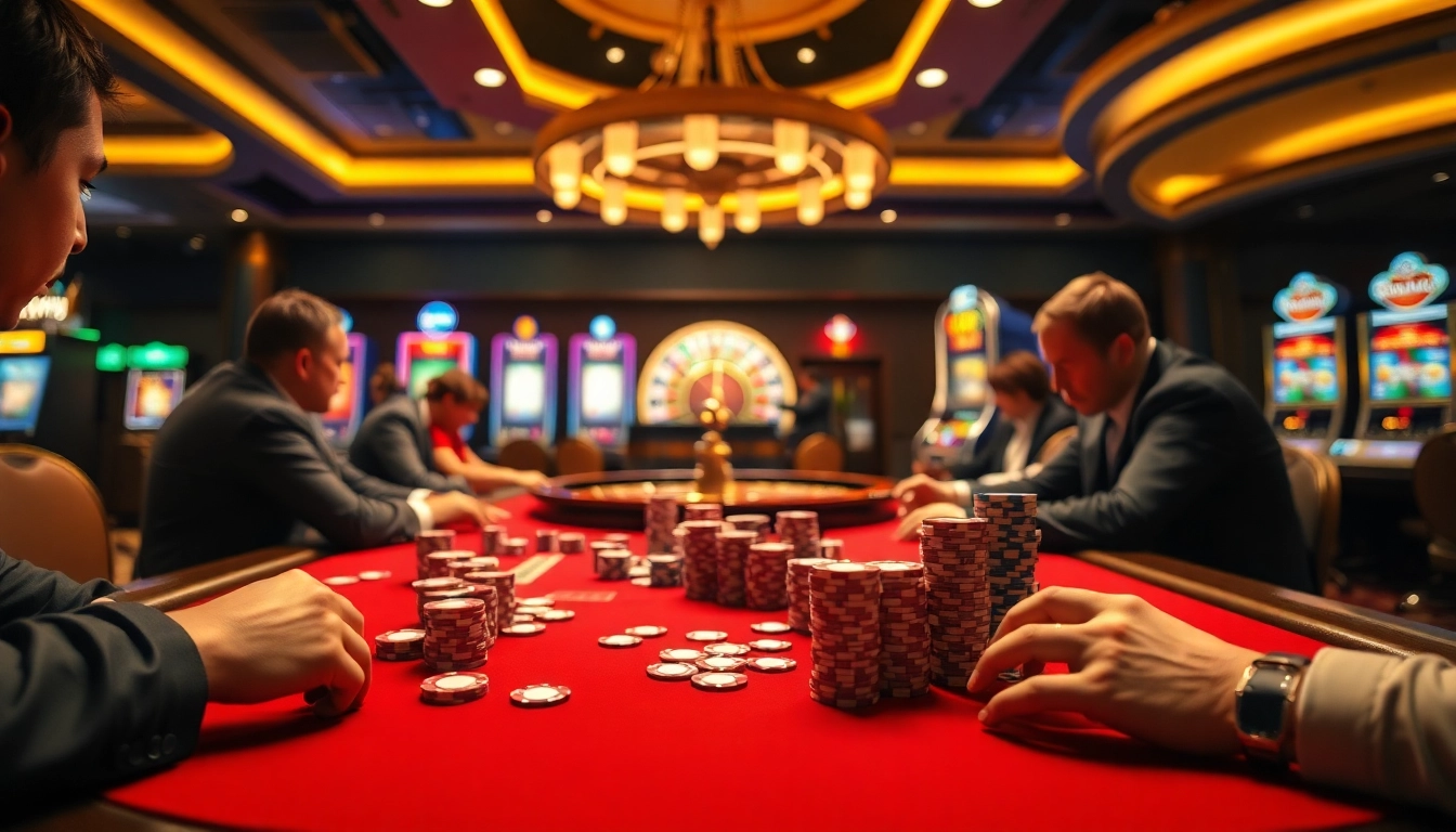 Engaging poker action at a luxurious casino showcasing a pbn post strategy.