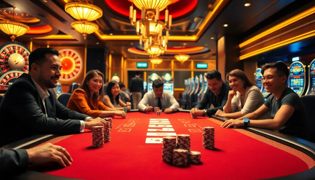 Engaged players strategize at the poker table; Nếu như vậy bám vào đây displays prominently.