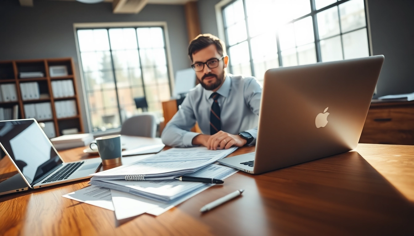 Public Adjuster Near Me assisting clients in a professional office environment with insurance documents.