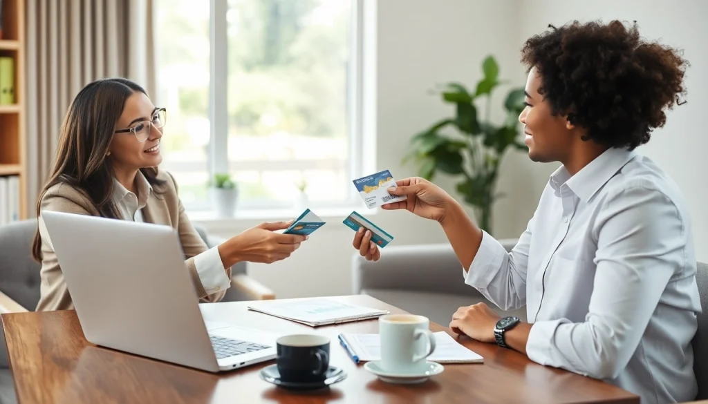 신용카드 현금화 전문가가 고객과 상담하는 모습