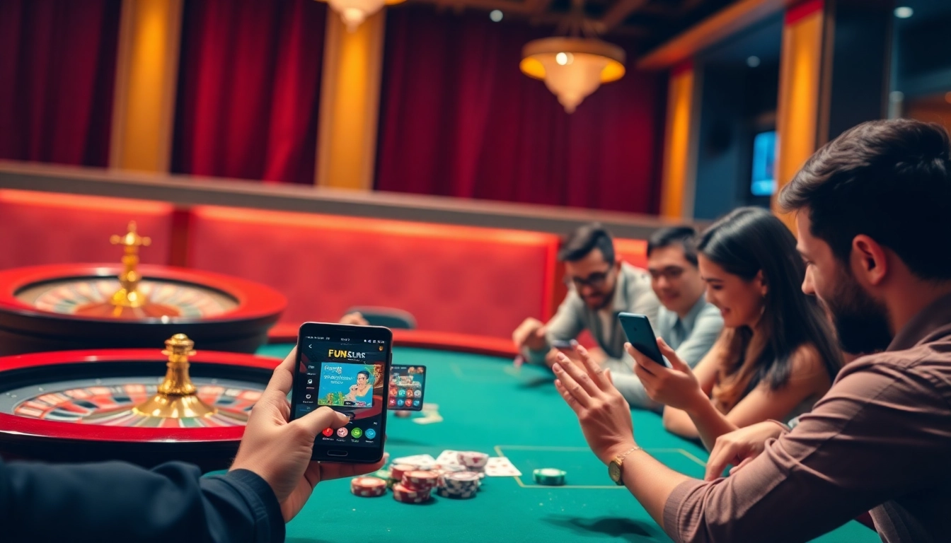 Engage with the Fun88 link on a vibrant online casino interface featuring poker and roulette.
