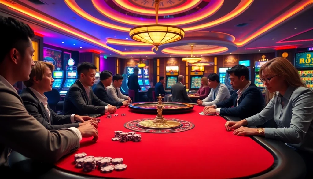 Experience the energy of gambling on trang chủ rr88 with poker chips and a roulette wheel.