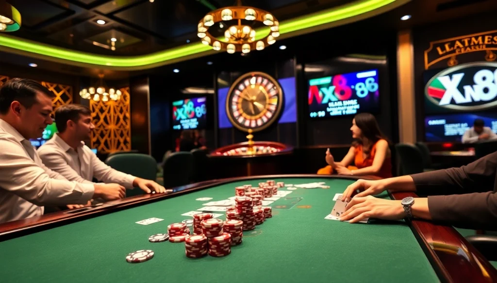 XN88 ignites excitement at a vibrant casino table with thrilling poker action and luxurious decor.