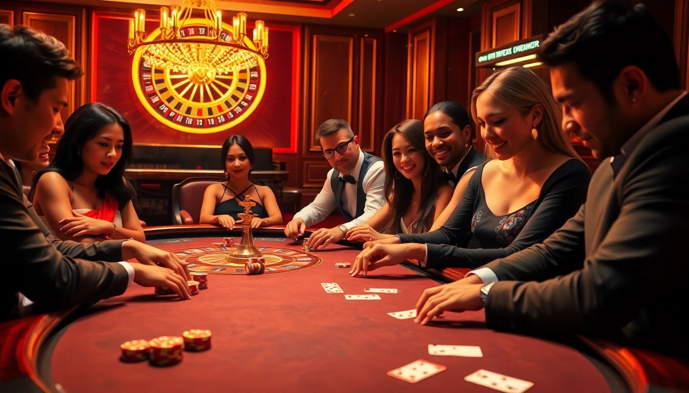 Players experiencing high-stakes excitement at an S8 casino poker game with vibrant lighting.
