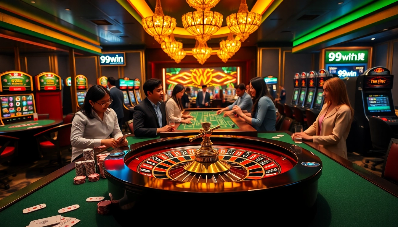 Experience thrilling games and high-stakes play at 99win casino tables, featuring vibrant poker and roulette action.