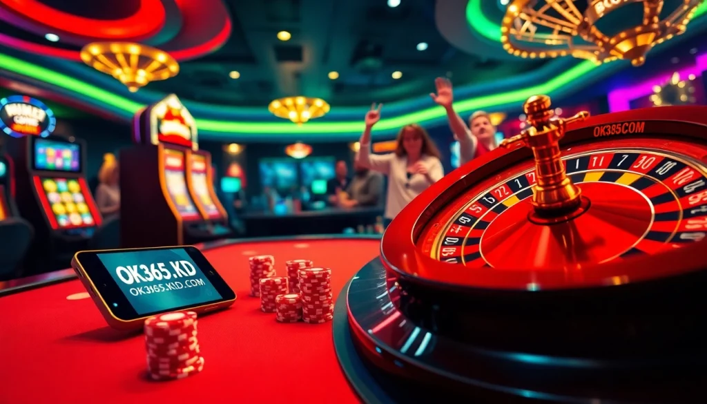 Players winning big at OK365KD.COM casino with vibrant games and professional atmosphere.