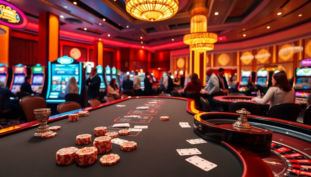 Engaging casino scene with diverse players registering and enjoying games, featuring the keyword নিবন্ধন করুন.