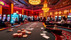 Engaging casino scene with diverse players registering and enjoying games, featuring the keyword নিবন্ধন করুন.