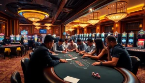 Experience the thrill of casino gaming with no hu amidst vibrant tables and electric atmosphere.
