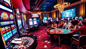 Experience thrilling gaming action at https://tg88com.host/ with vibrant slot machines and excited players.