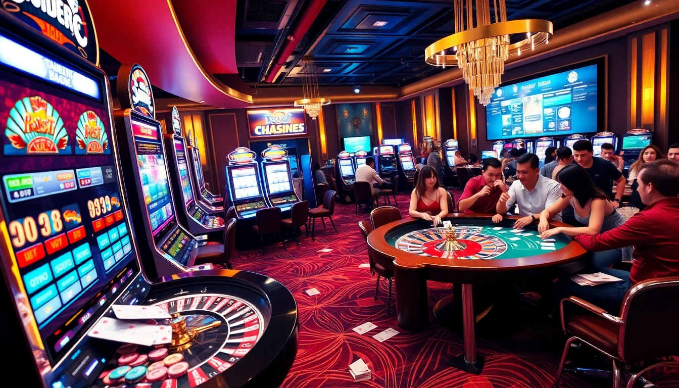 Experience thrilling gaming action at https://tg88com.host/ with vibrant slot machines and excited players.