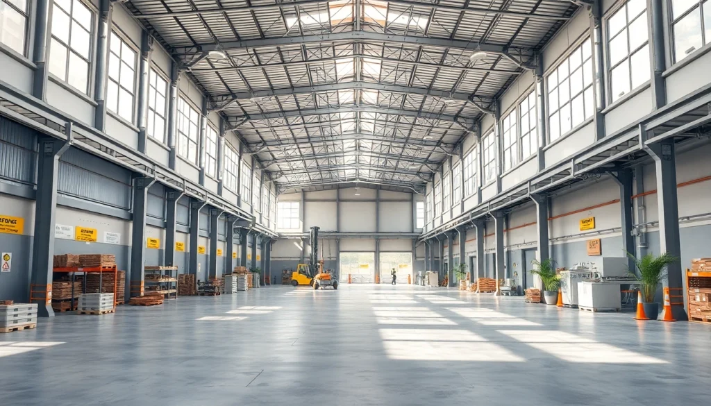 vista interna di un capannone industriale moderno