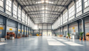 vista interna di un capannone industriale moderno