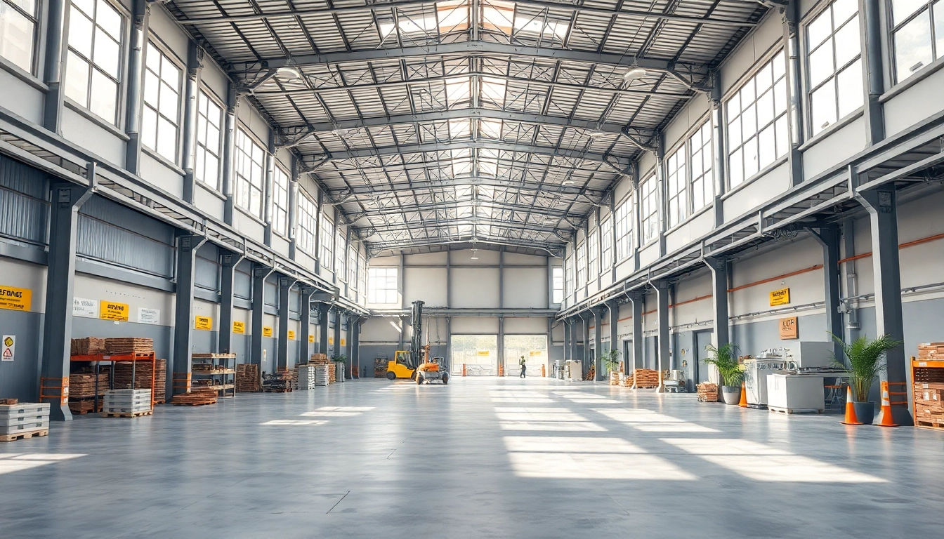 vista interna di un capannone industriale moderno