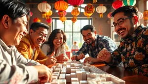 Aksi seru bermain demo mahjong dengan suasana ceria dan penuh warna.