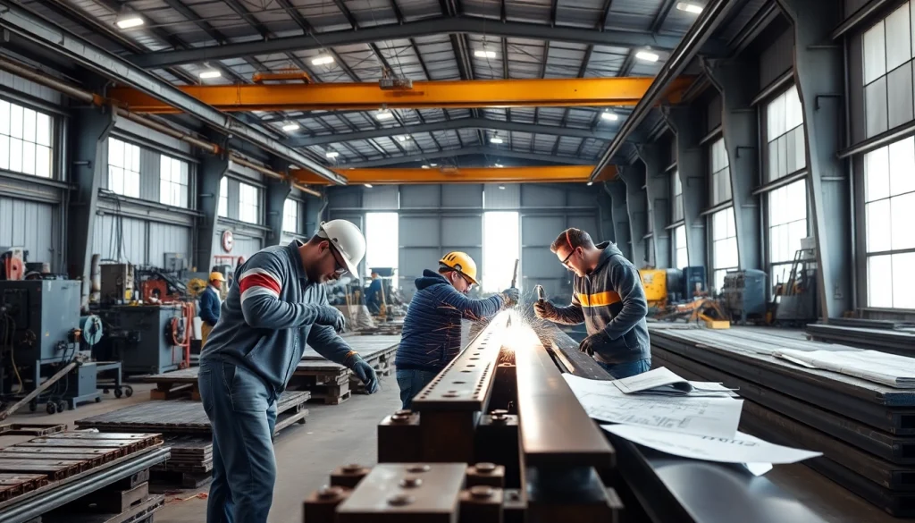 Skillful artisans engage in custom steel fabrication, demonstrating precision and craftsmanship.