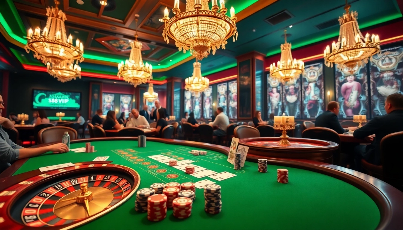S88vip players engaging in an exciting high-stakes poker game at a luxurious casino table.