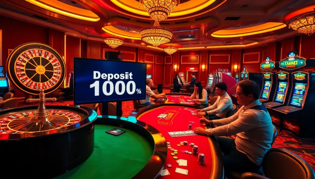Players celebrating a win at a casino scene, emphasizing deposit 1000 in their gaming strategy.
