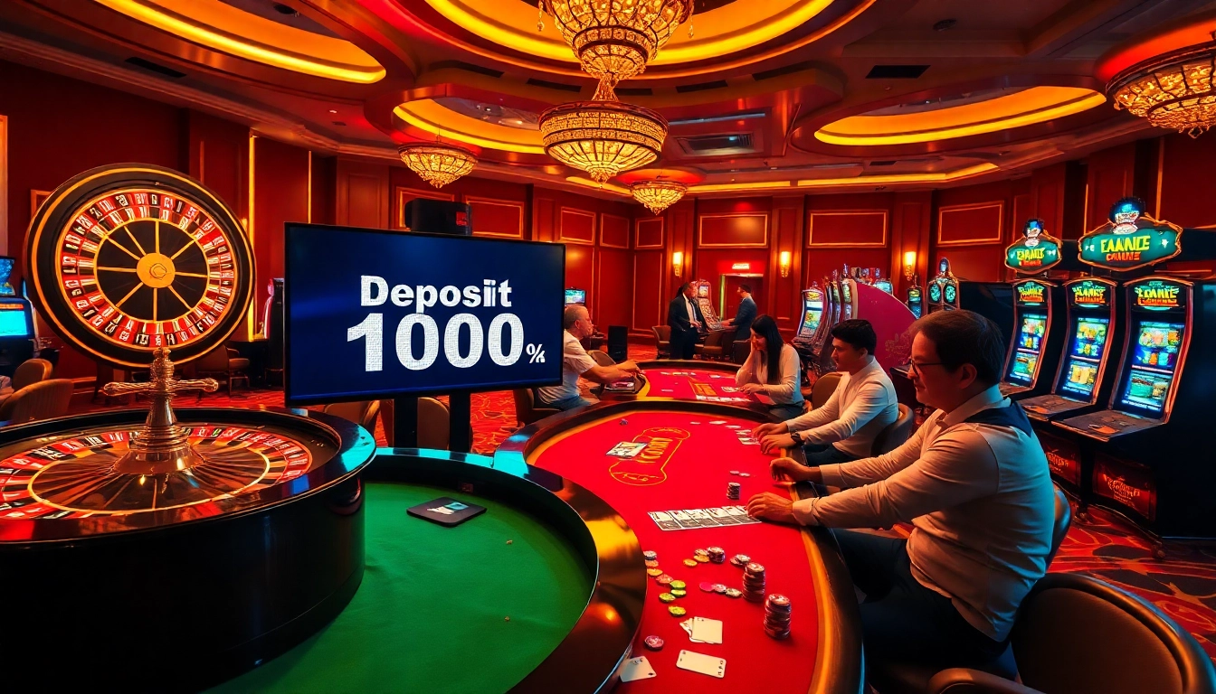 Players celebrating a win at a casino scene, emphasizing deposit 1000 in their gaming strategy.