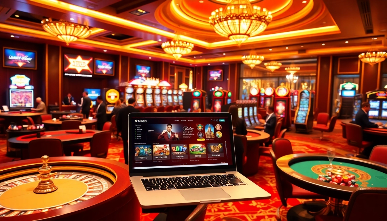 Enjoying the Onicplay experience with vibrant casino games and elegant interiors.