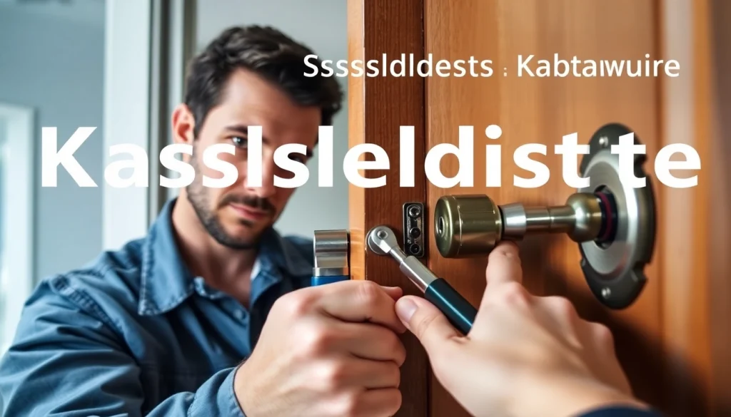 Schlüsseldienst Karlsruhe-Techniker führt eine schadensfreie Türöffnung mit spezialisierten Werkzeugen durch.