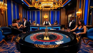 Players enjoying a sophisticated roulette game featuring luck8 with vibrant chips and cards.