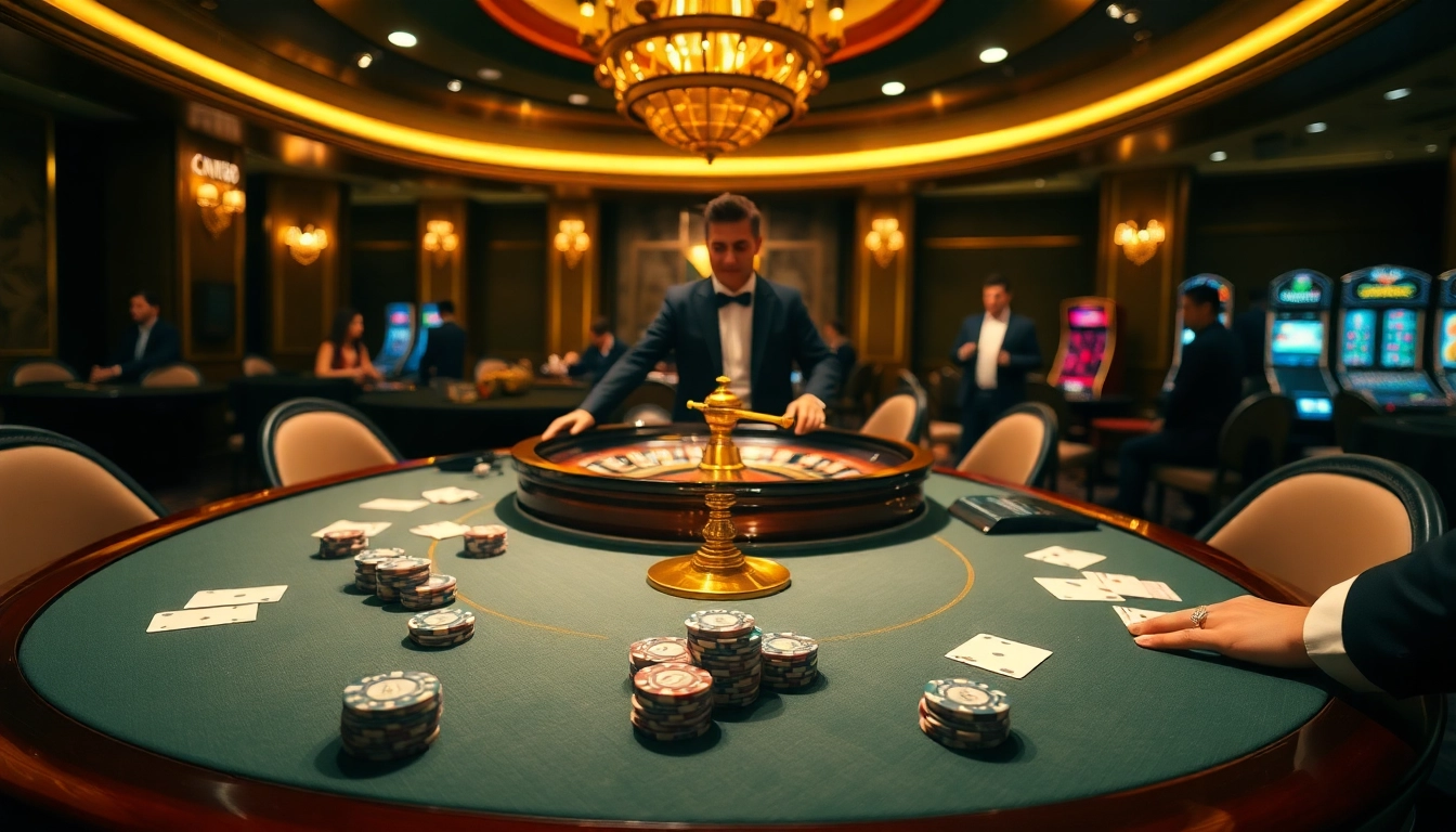 Exciting casino gaming scene with poker and roulette elements featuring CM88.