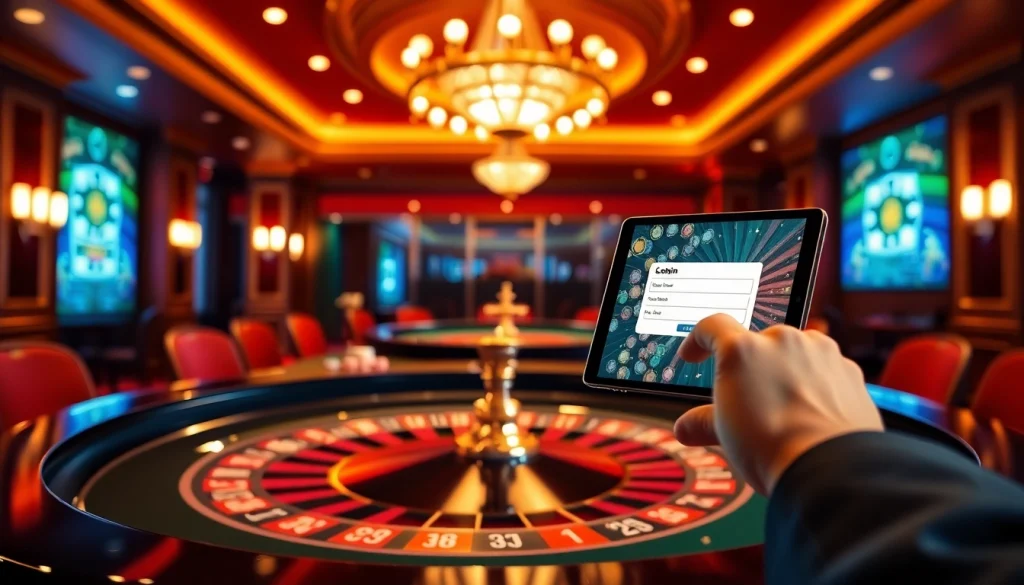 Engaging in a luxurious online gambling experience at a casino, featuring a логин interface.