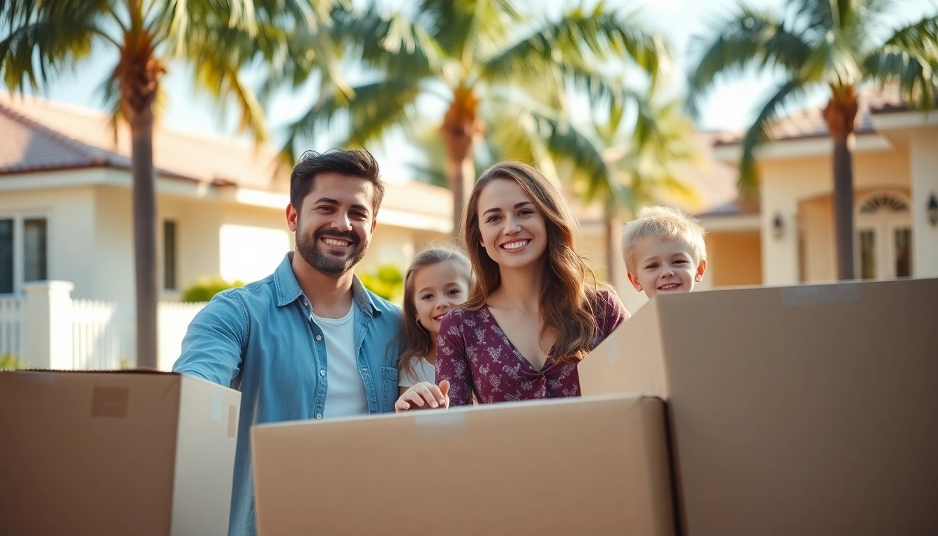 Experience piece of cake moving with a family happily relocating in a sunny Florida neighborhood.