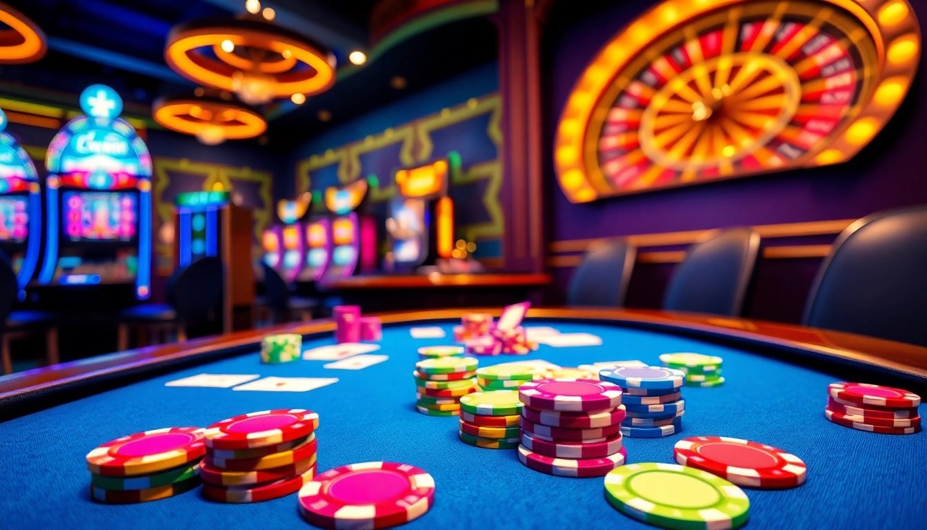 K9K9 casino scene featuring poker chips and a roulette wheel, capturing the thrill of gambling