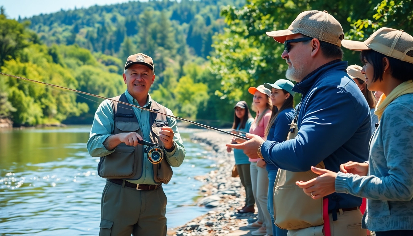 Learn fly fishing lessons near me with expert guidance in a lush outdoor setting.
